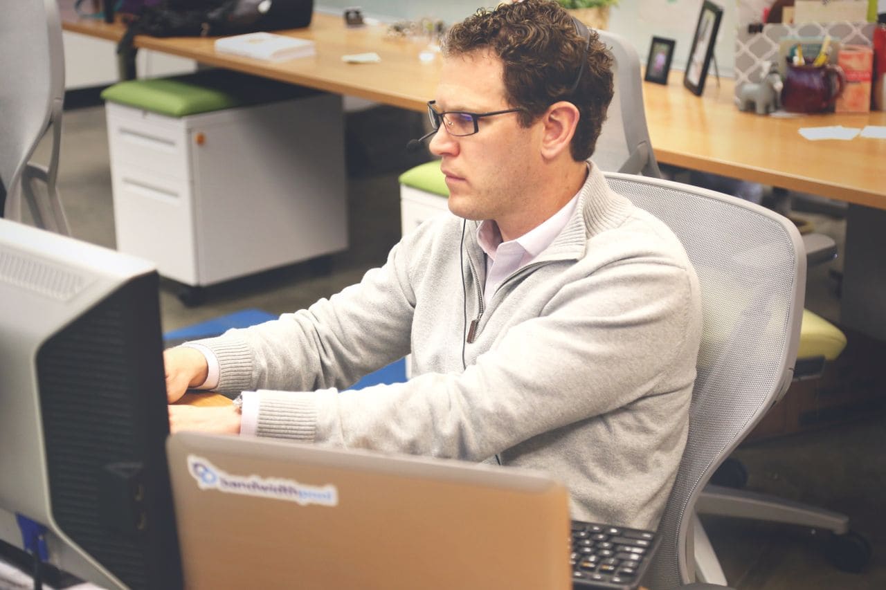 Working person at desk setting